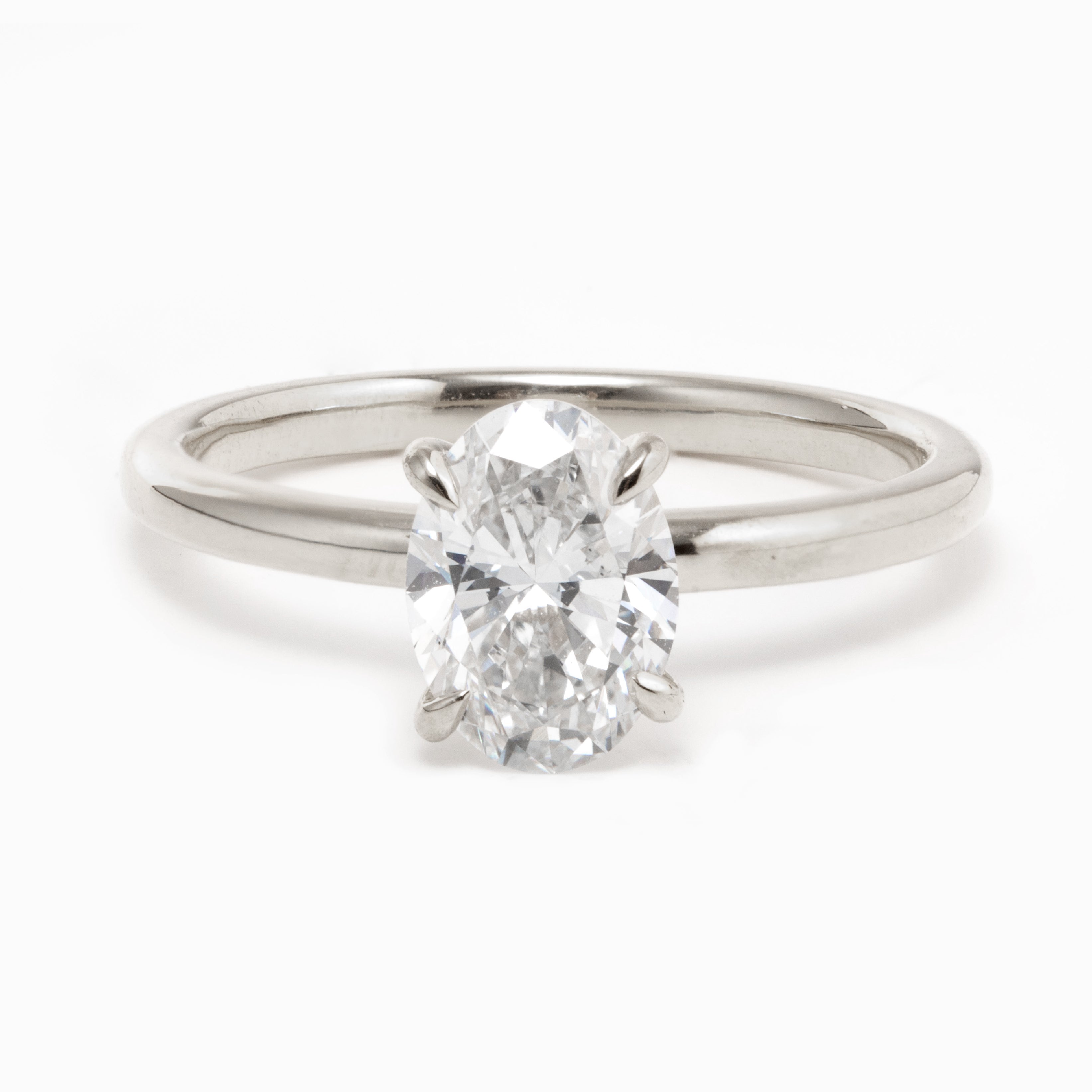 18K Yellow Gold 1.5ct Oval Cut Lab Diamond 4 Claw Prongs Solitaire Ring Platinum