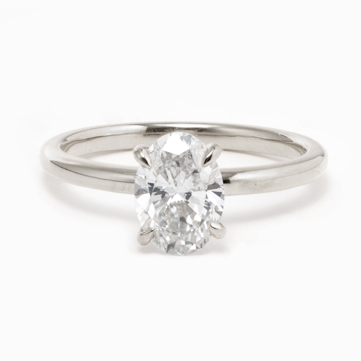 18K Yellow Gold 1.5ct Oval Cut Lab Diamond 4 Claw Prongs Solitaire Ring Platinum