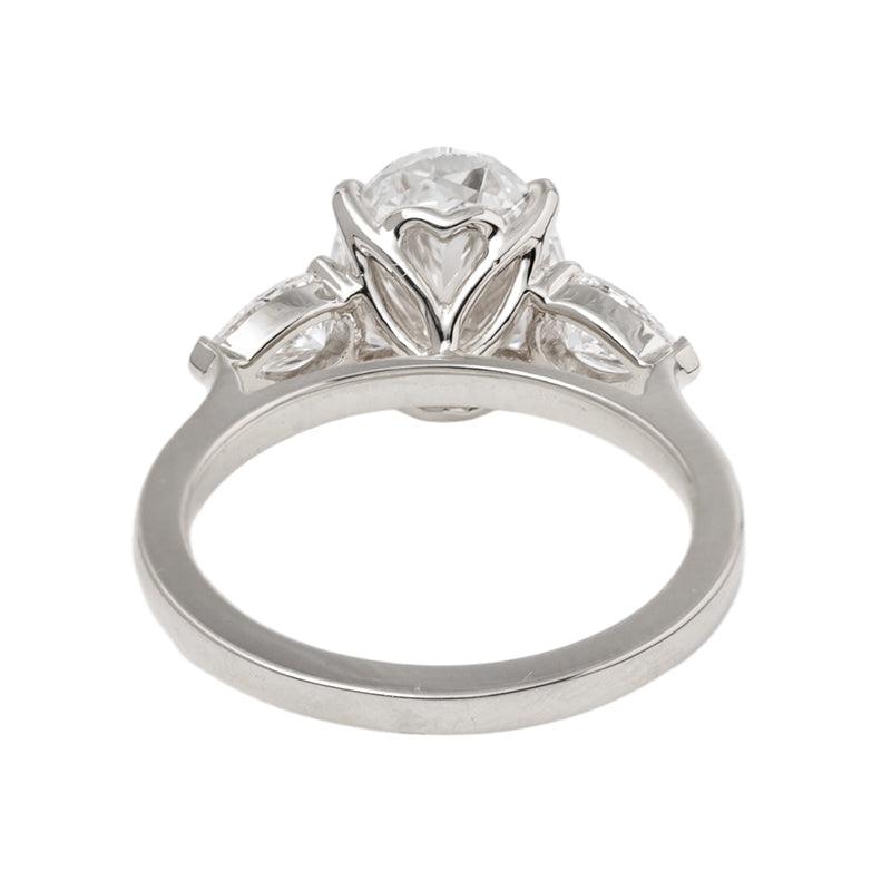 14K Yellow Gold Oval Cut Lab Diamond Three Stone Ring 14K White Gold