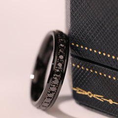 Black Ceramic Round Black Moissanite Fidget Ring