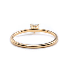 Cherished Moments 14K Yellow Gold Heart Cut Lab Diamond 3 Prong Basket Setting Slim Band Solitaire Ring