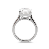 Platinum 5ct Antique Asscher Cut Lab Diamond Double Claw Prong Basket Solitaire Ring