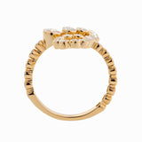 14K Yellow Gold Round Diamond Bezel Ring in J initial-inspired Design