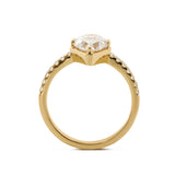 7mm Trillion Cut Lab Diamond Toi et Moi Ring with Half Eternity Pave