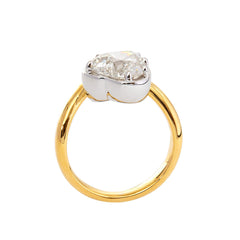 Cherished Moments 14K Yellow Gold 2.5ct Heart Shaped Lab Diamond Ring with White Gold Bezel and Wave Band