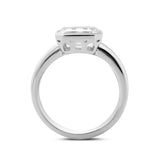 Platinum 3ct Antique Emerald Cut Lab Diamond Bezel Basket Solitaire Ring