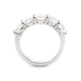 14K White Gold 5-Stone Round Diamond Cocktail Ring with Smooth Ring Cut Design