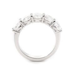 14K White Gold 5-Stone Round Diamond Cocktail Ring with Smooth Ring Cut Design