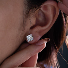 Round Lab Diamond W & H Shaped Setting Stud Errings