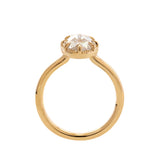 14K Yellow Gold Oval Rose Cut Lab Diamond Millegrain Solitaire Ring