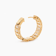 Emerald Cut Lab Diamond Half Bezel Huggie Earrings