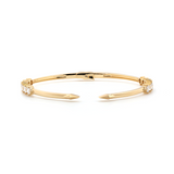18K Yellow Gold Round Cut Lab Diamond Open Bangle Bracelet
