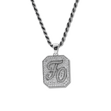 14K White Gold Palm Pendant Necklace with Round Lab Diamond Pave