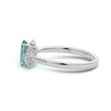 14K White Gold Oval Natural Aquamarine Ring with Moissanite Side Stones
