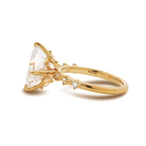 18K Yellow Gold 3.5ct Princess Cut Lab Diamond Vintage Ring with Marquise Cut and Round Lab Diamond Side-stones