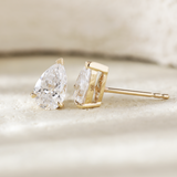 14K Yellow Gold Pear Shaped Lab diamond Stud Earrings