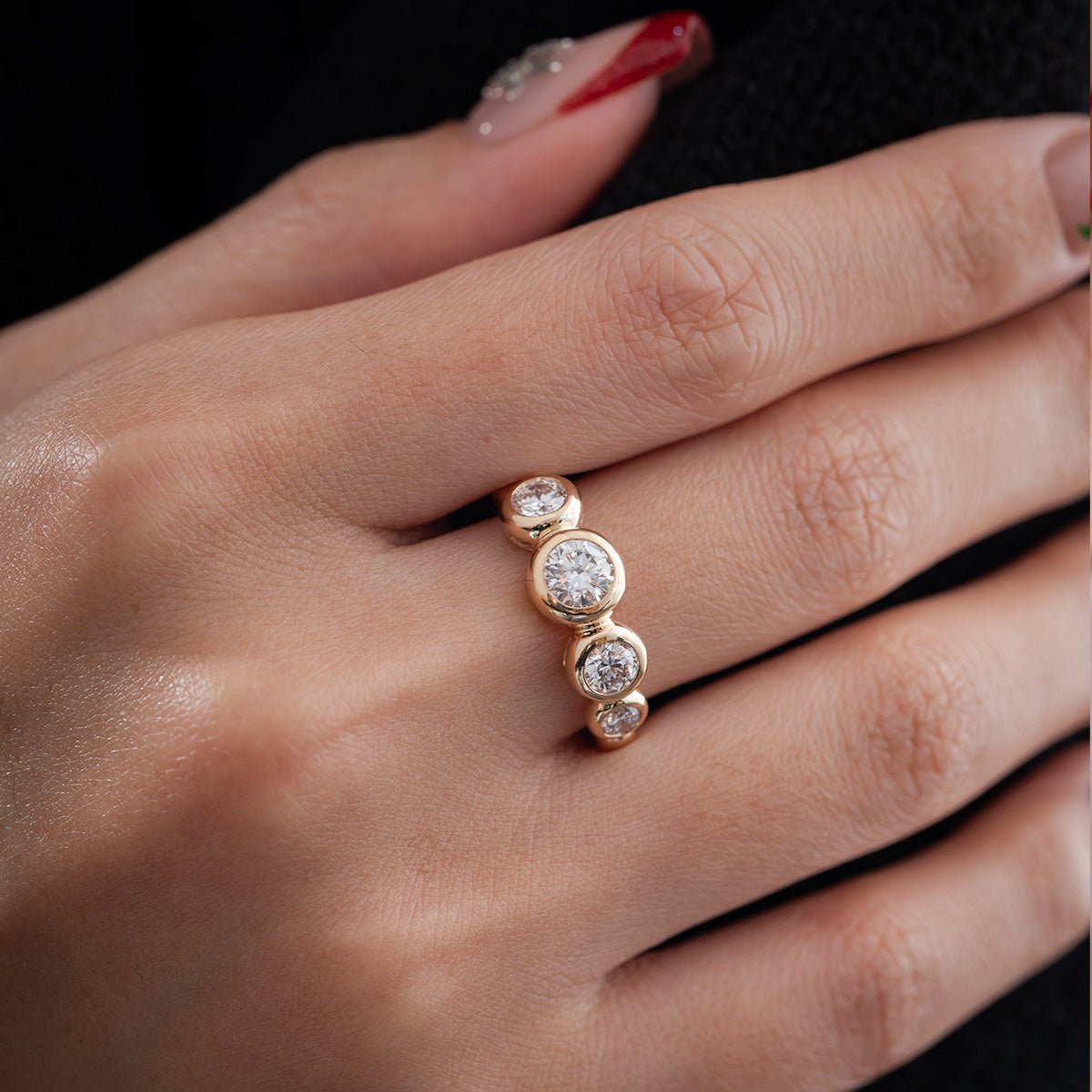 5 Stone Round Shape Bubble Ring - MMR