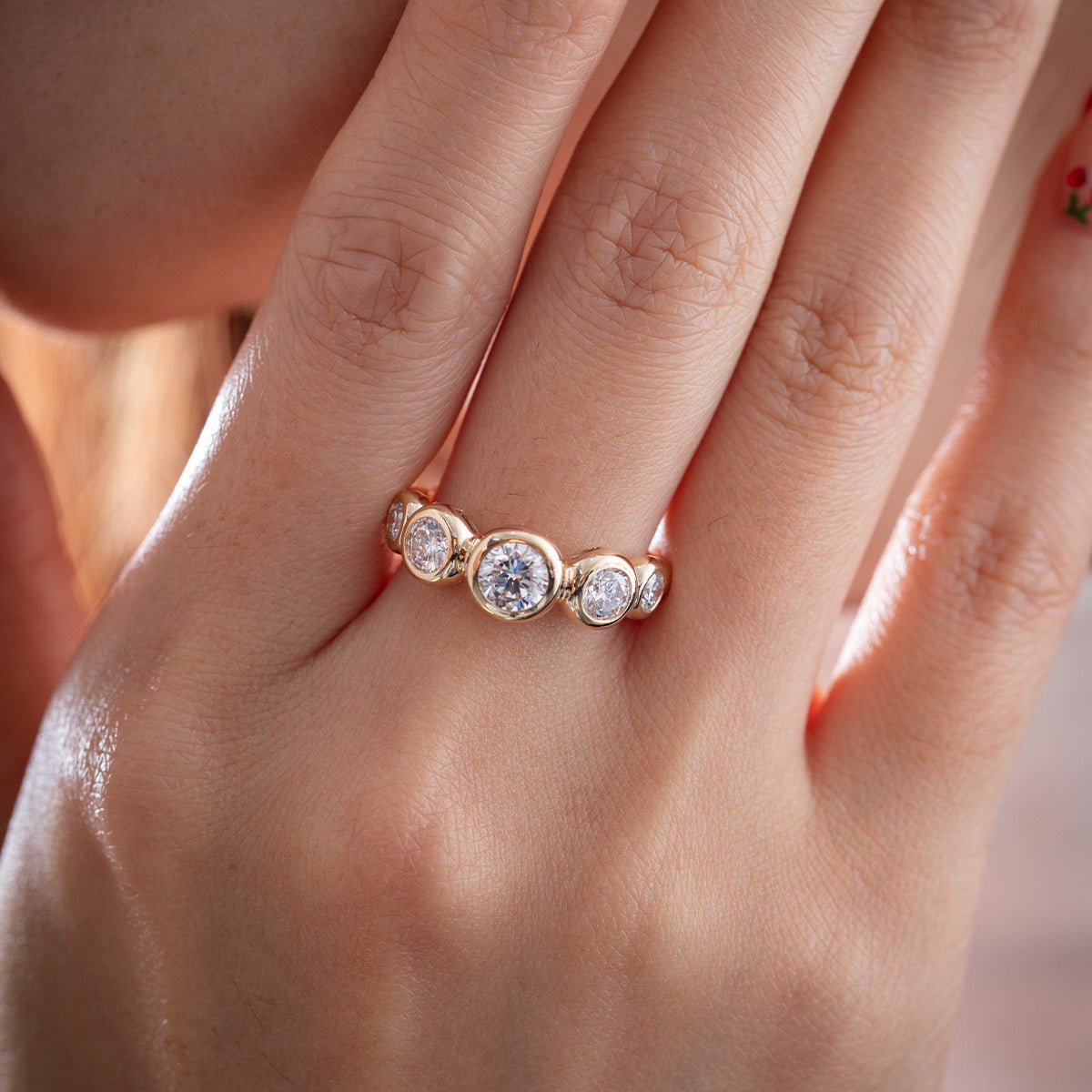 5 Stone Round Shape Bubble Ring - MMR