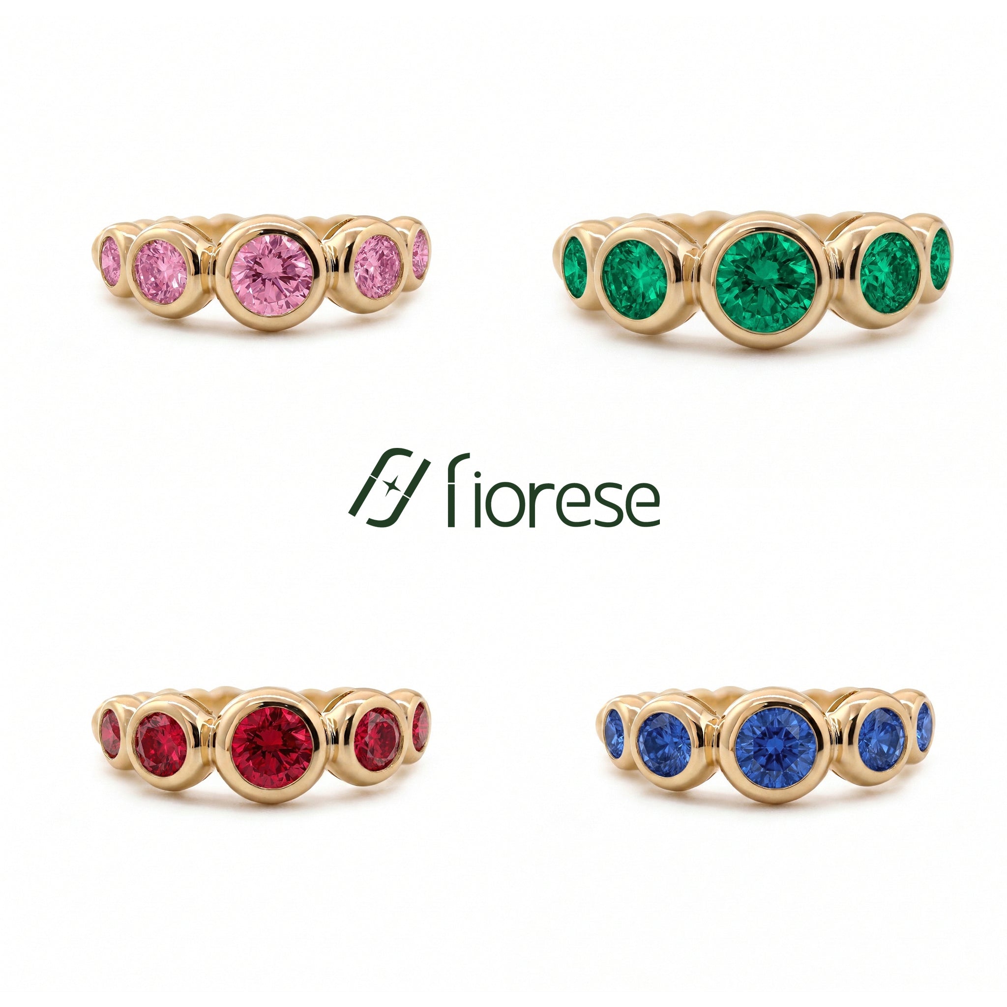 5 Stone Round Shape Bubble Ring - MMR