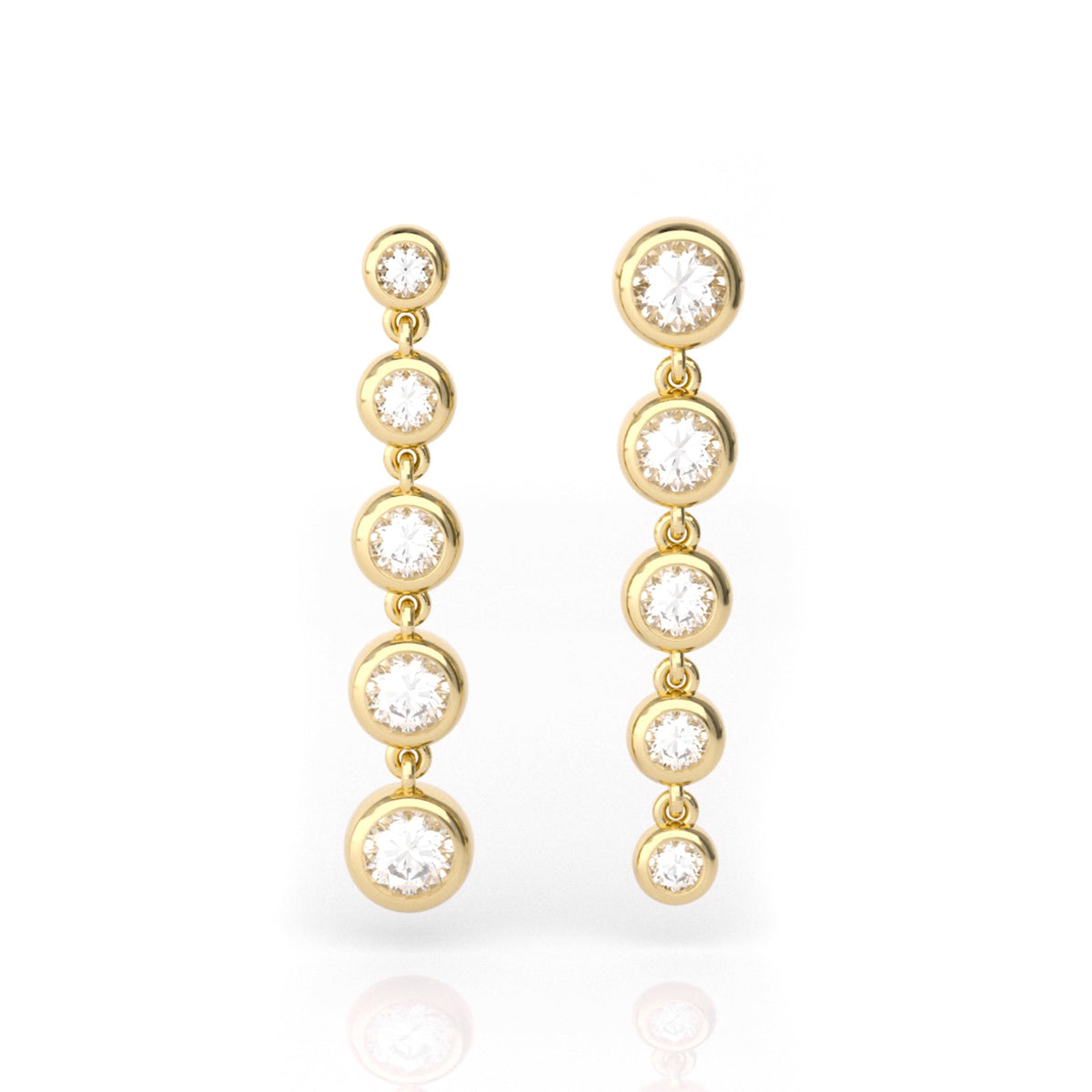 5 - Stone Round Shape Graduated Drop Earrings - MMR