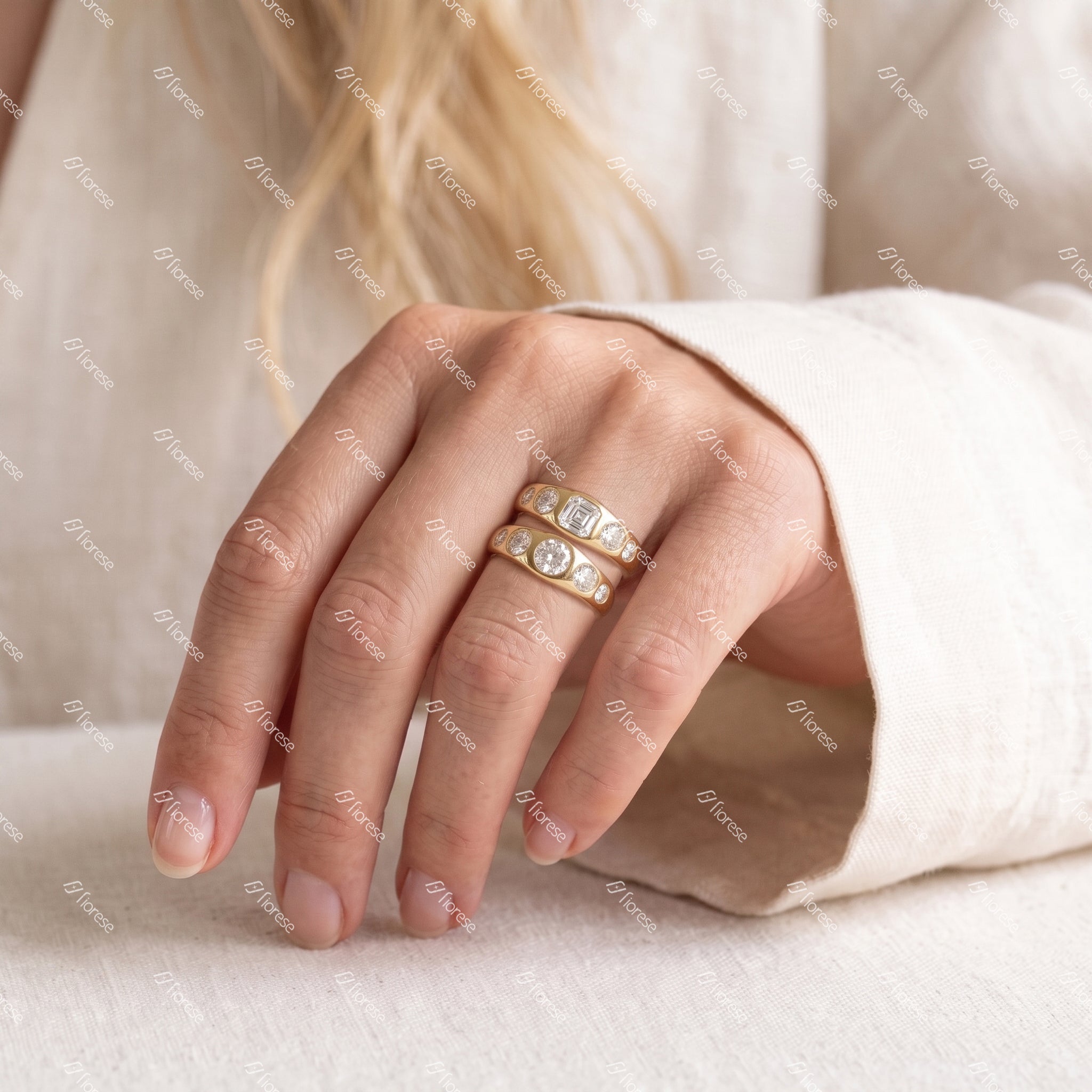 5 stones Round/ Asscher Fortune Ring - MMR
