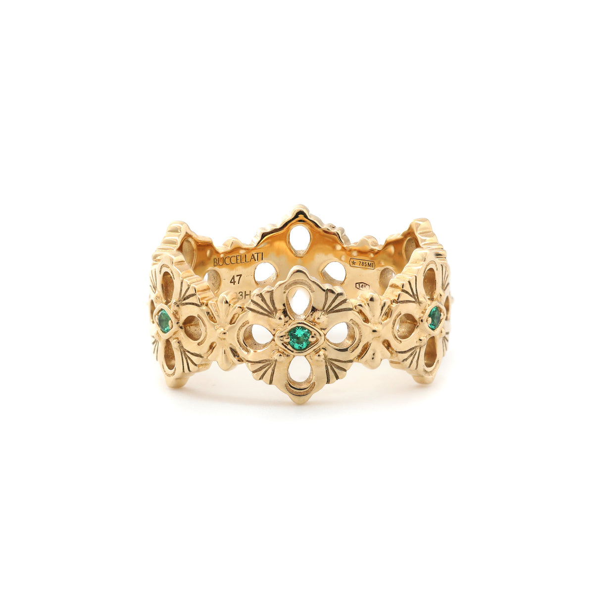14K Yellow Gold Round Lab Colombian Emerald Vintage Style Ring(US7.5 Unresizable)