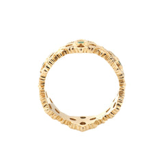14K Yellow Gold Round Lab Colombian Emerald Vintage Style Ring(US7.5 Unresizable)