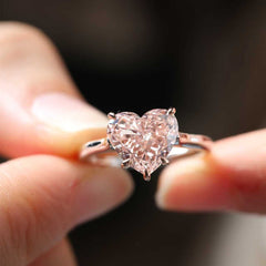 14K Gold (IGI) 3.61ct Heart-Shaped Lab Pink Diamond 4 Claw Prongs Basket Setting Engagement Ring