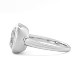 14K White Gold 4.5ct Elongated Old Mine Cut Lab Diamond Bezel Solitaire Ring