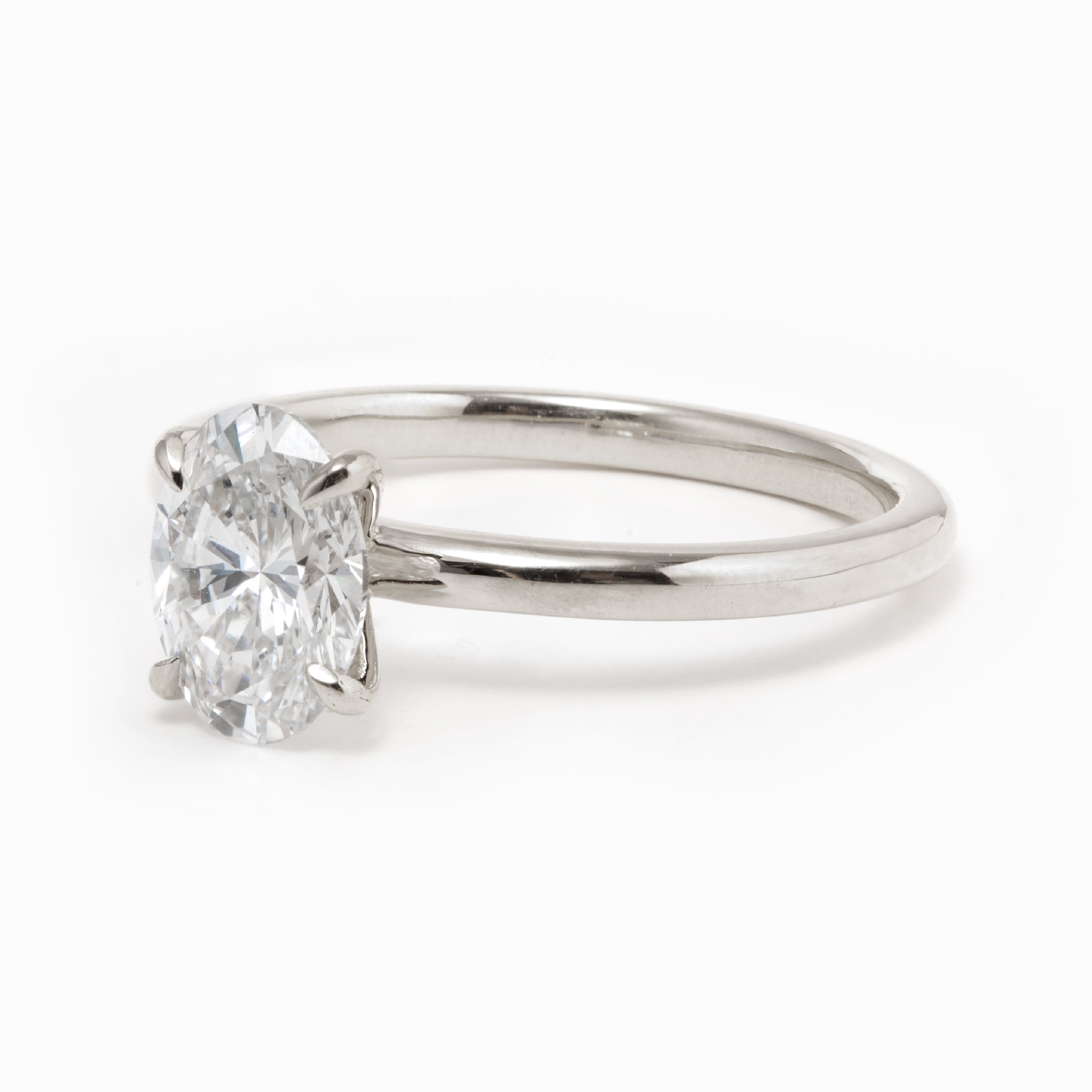 18K Yellow Gold 1.5ct Oval Cut Lab Diamond 4 Claw Prongs Solitaire Ring 14K White Gold