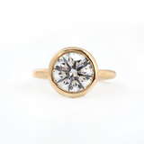 14K Yellow Gold Round Lab Diamond Bezel Crowm Basket Solitaire Ring
