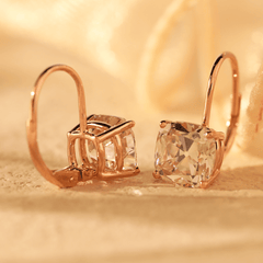 Old Mine Cut Lab Diamond Basket Setting Leverback Earrings
