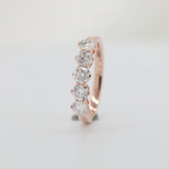 10K Rose Gold Old European Cut Lab Diamond 5 Stone Ring