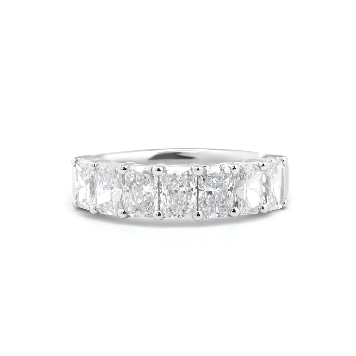 Platinum Radiant Cut Lab Diamond 7 Stone Half Eternity Ring