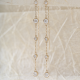 14K Yellow Gold Round Cut Diamond Bezel Drop Earrings