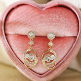 14K Yellow Gold Round Lab Diamond Celestial Ring-Inspired Stud Earrings