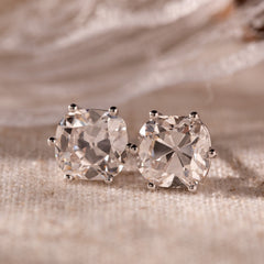 Old Mine Cut Lab Diamond 6 Round Prongs Basket Stud Earrings