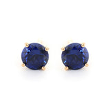 18K Yellow Gold Round Sapphire Stud Earrings