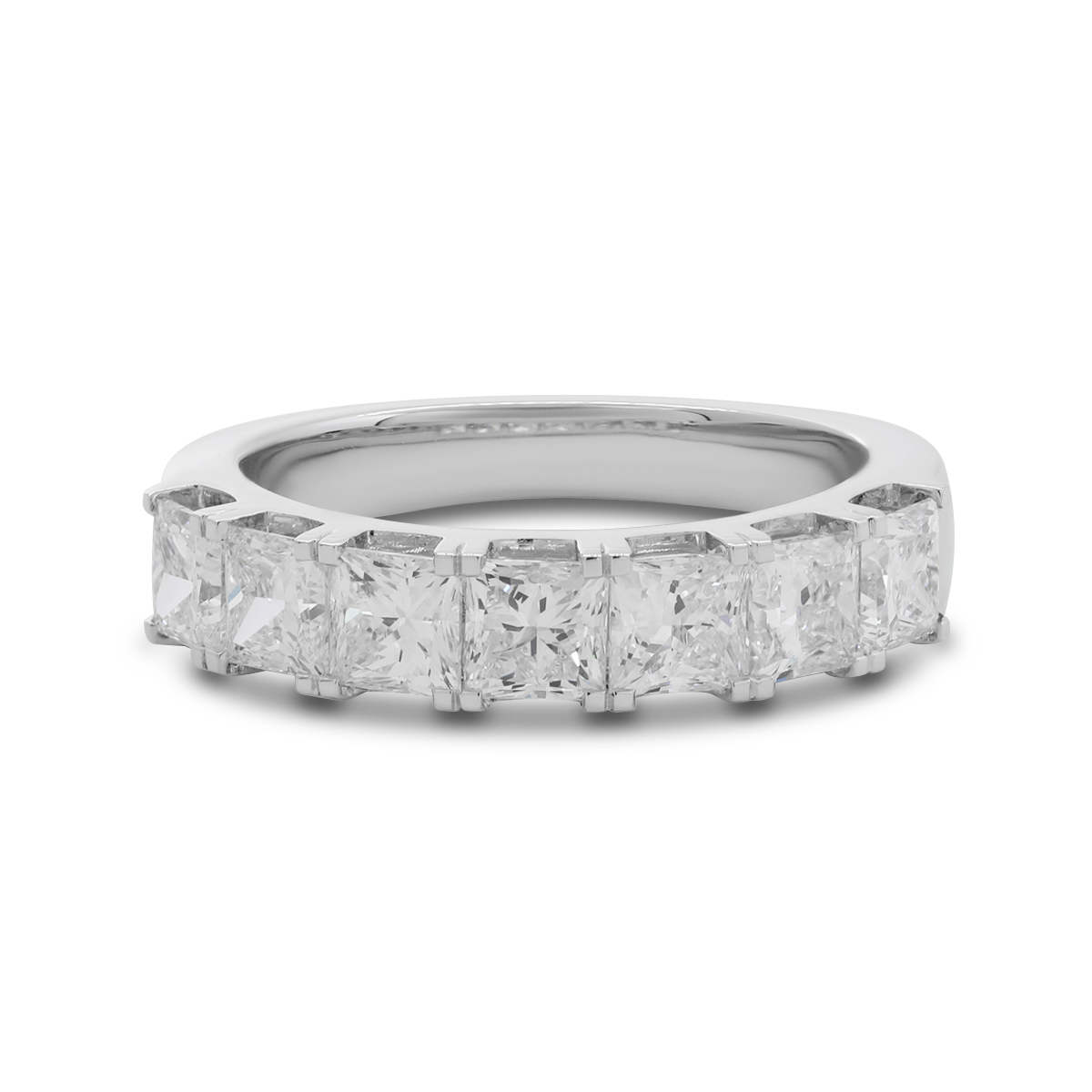 Platinum Princess Cut Lab Diamond 7 Stone Half Eternity Ring