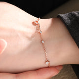 14K Rose Gold Round Lab Diamond Heart Pendant Bracelet| Fiorese Jewelry