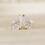 14K Yellow Gold Pear Shaped Lab diamond Stud Earrings