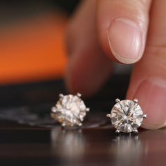 Cherished Moments 14K Gold 2 ct tw Round Cut Lab Diamond 6 Prongs Floral Setting Stud Earrings (FG Color, VS Clarity)