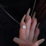 18K White Gold 1ct Round Lab Diamond Double Prong Basket Setting Necklace