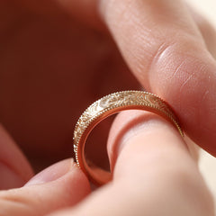 14K Yellow Gold Wedding Ring – Art Nouveau Nature-Inspired Design