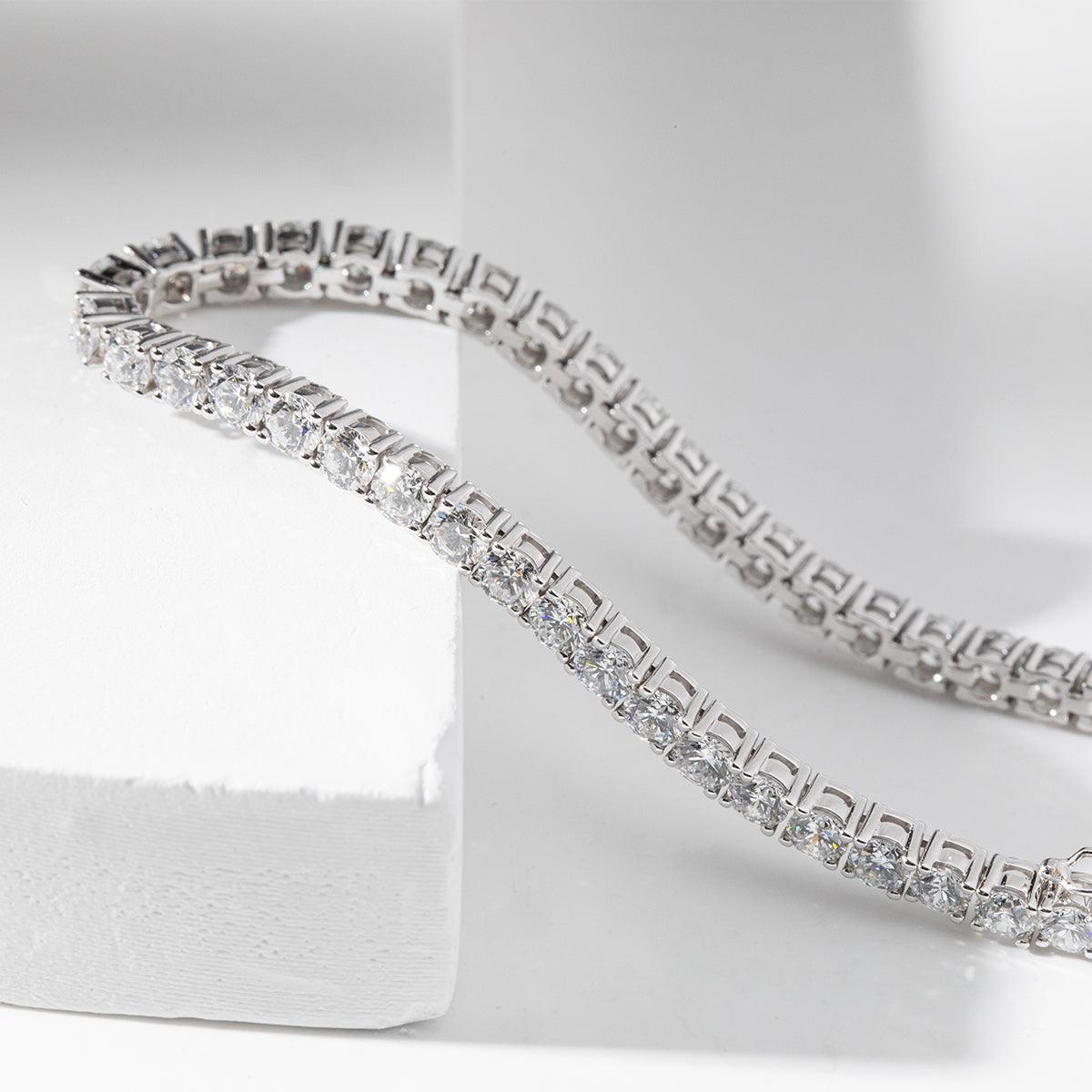 6 CT TW Round Cut Lab Diamond 4 - Prong Basket Tennis Bracelet with Box Clasp and Double Safety - MMR