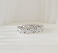 18K White Gold Heart Shaped Lab Diamond Eternity Ring(Unresizable)