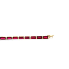 6×3mm Baguette Cut Lab Ruby Half - Bezel Basket Tennis Bracelet - MMR