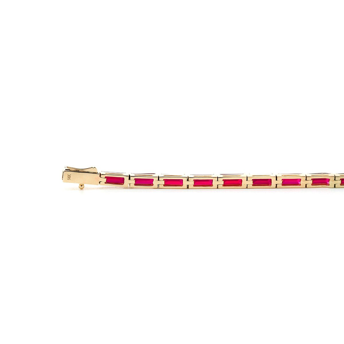 6×3mm Baguette Cut Lab Ruby Half - Bezel Basket Tennis Bracelet - MMR