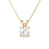 Cherished Moments 14K Yellow Gold 1ct Round Lab Diamond 4 Round Prong Basket Necklace (DE/G Color, VS Clarity)