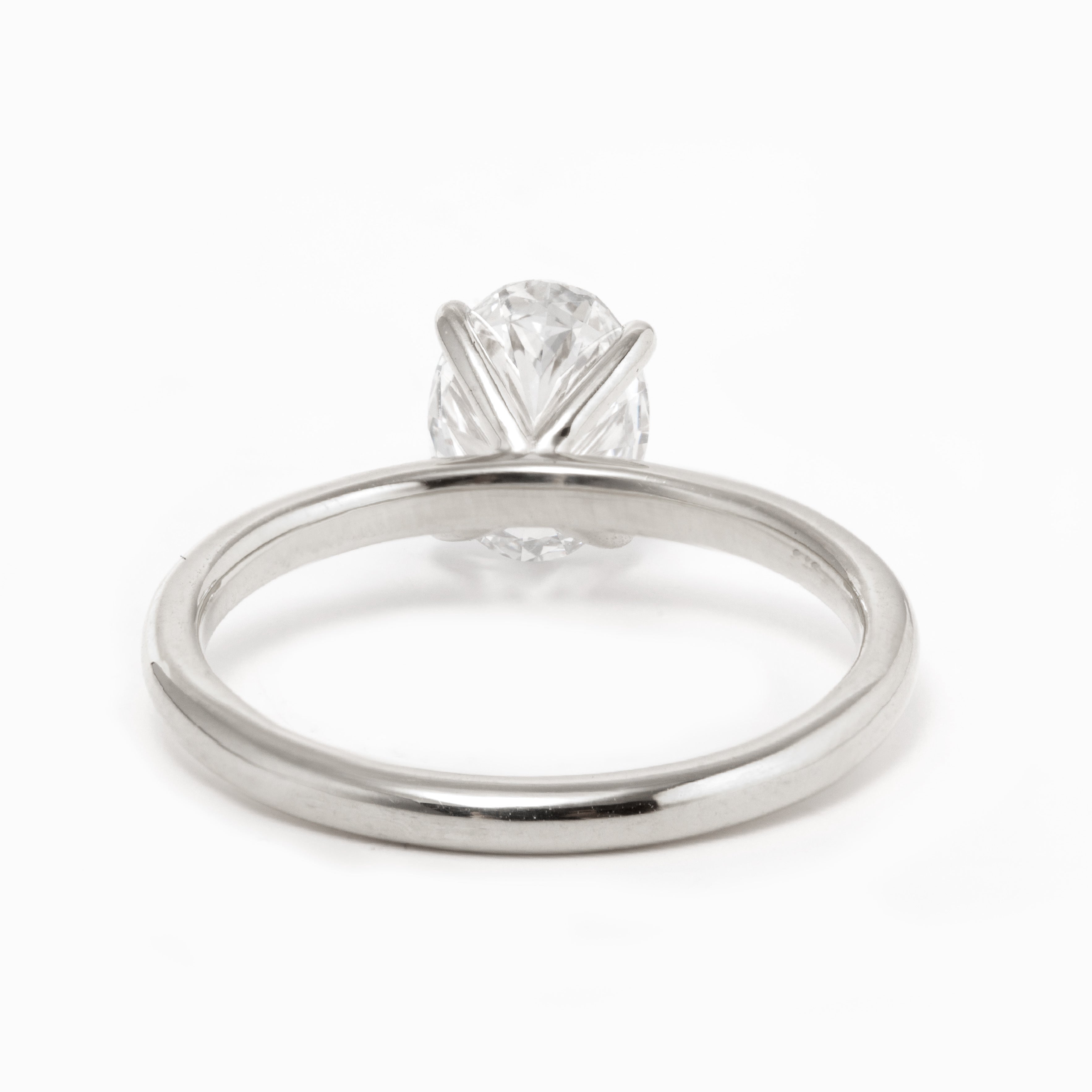 18K Yellow Gold 1.5ct Oval Cut Lab Diamond 4 Claw Prongs Solitaire Ring 18K White Gold